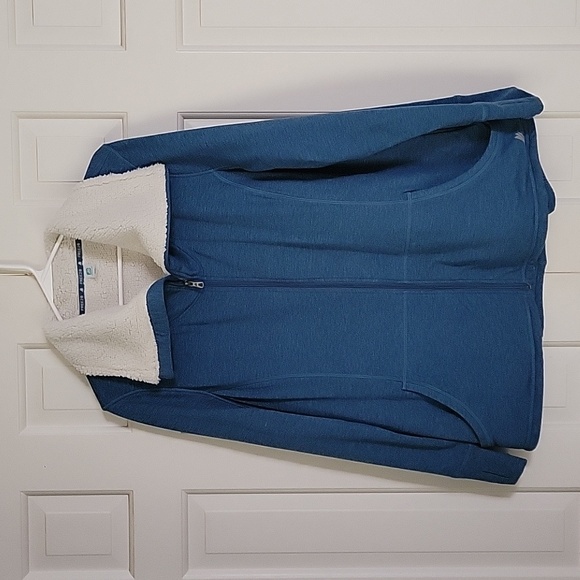Free 2B womens fleece lined zip up jacket blue thumbholes sz xxl - Picture 1 of 7